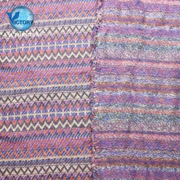 针织纬编服装面料 探索16s全棉精梳七彩色织大提花法国法式毛圈布的独特魅力